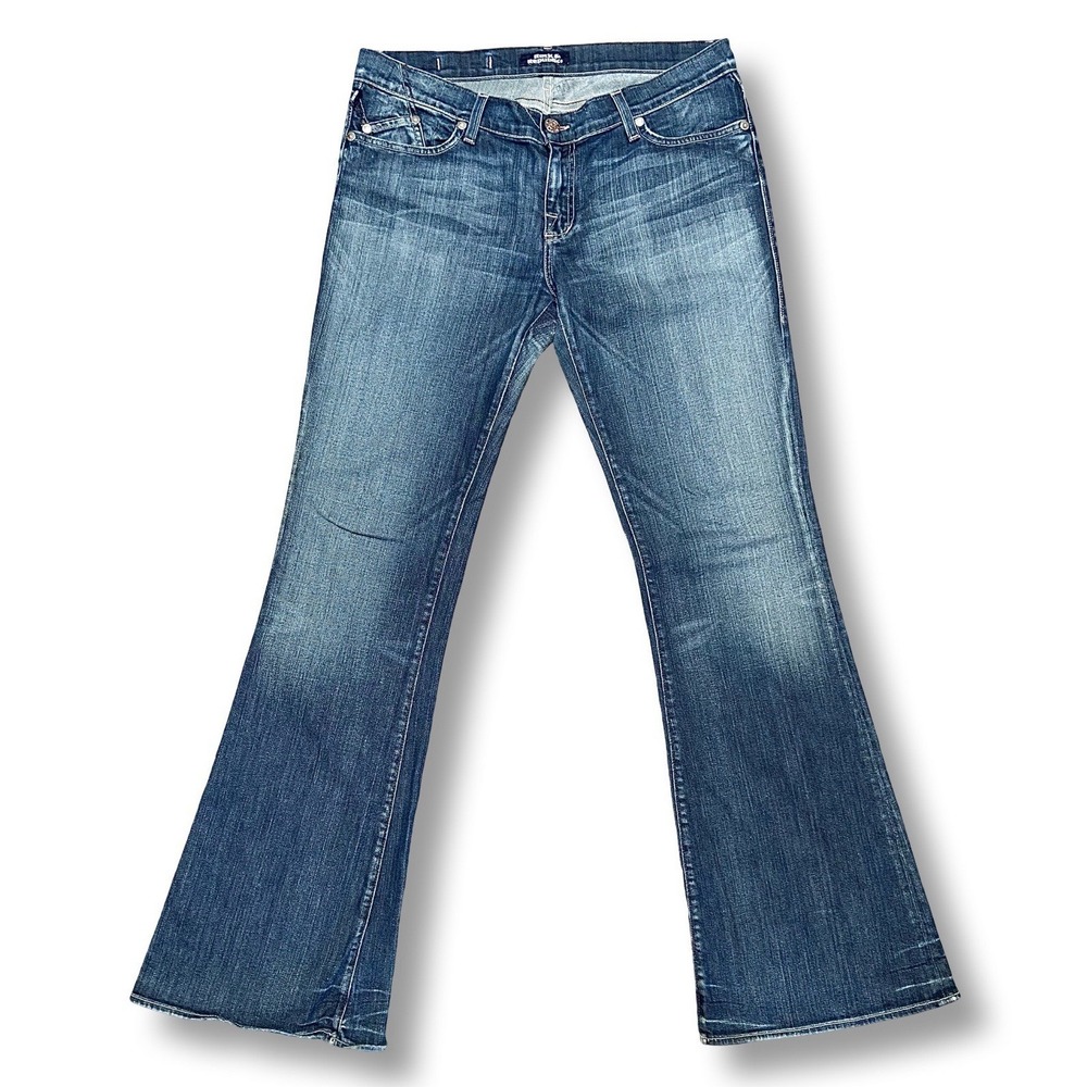 Rock & Republic Womens Bootcut Flare Jeans Size 31 Actual 34x34 Blue Distressed